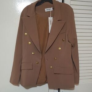 Blanc Noir Brown Gold Blazer Tailored Suit Jacket